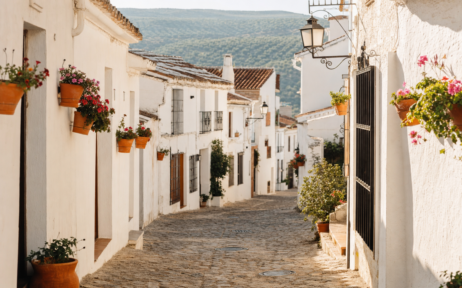 Calle de pueblo blanco