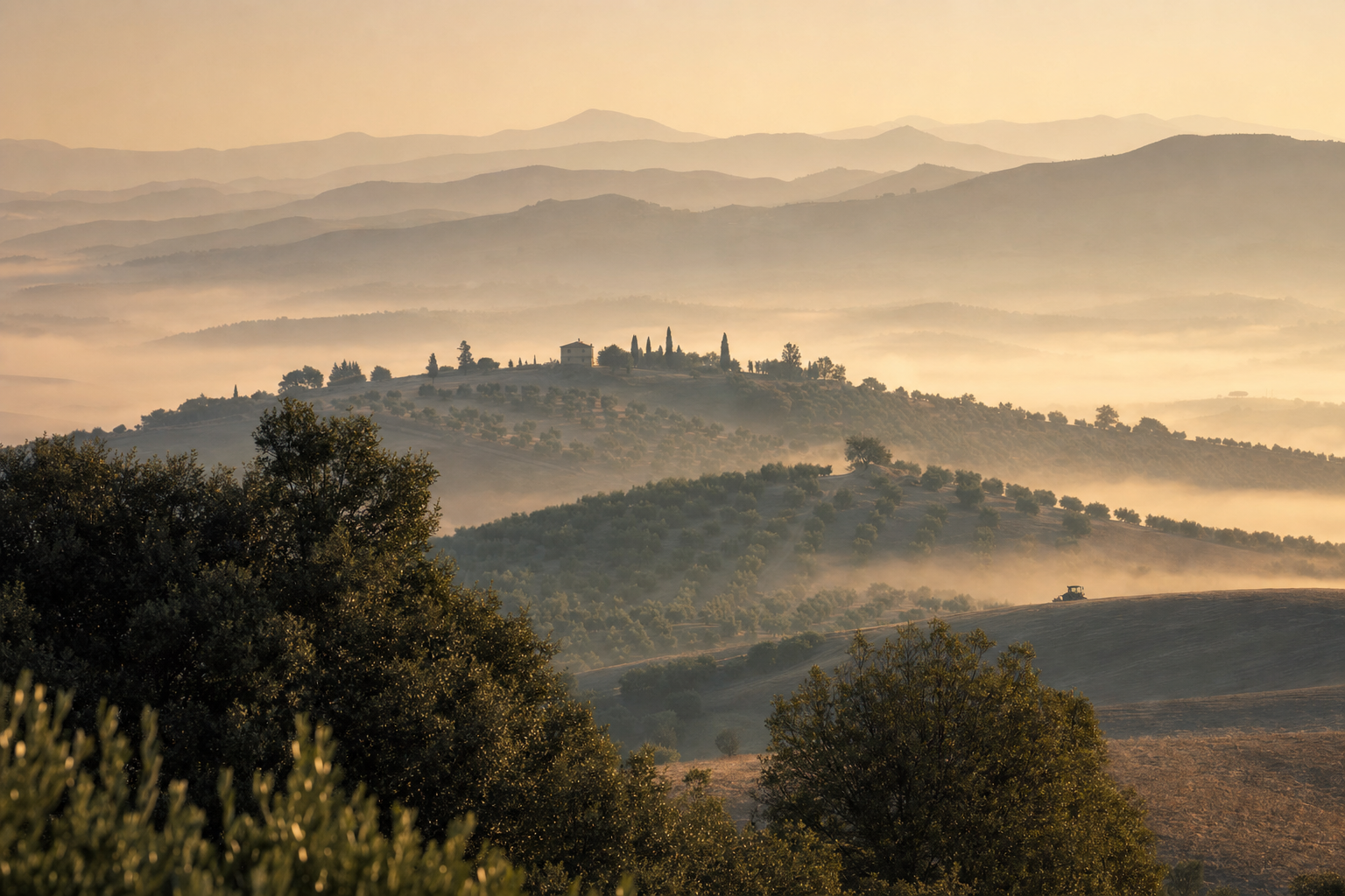 Paisaje andaluz atmosférico · amanecer